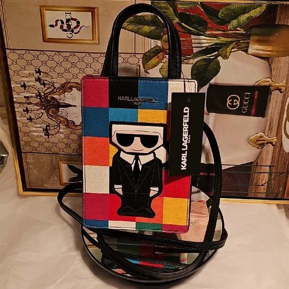 Karl Lagerfeld Multicolor Saffiano Leather Messenger/ Crossbody Bag (Nwt) - Picture 3 of 16